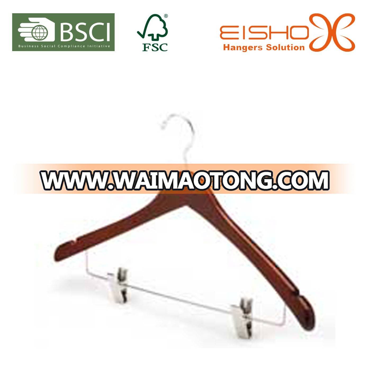 Suit Wooden Hanger with Brass Clips