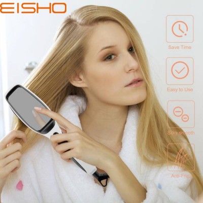 EISHO Cheap Wholesale Professional Electric Detangling Hair Straightener Irons Hair Brush with Mirror