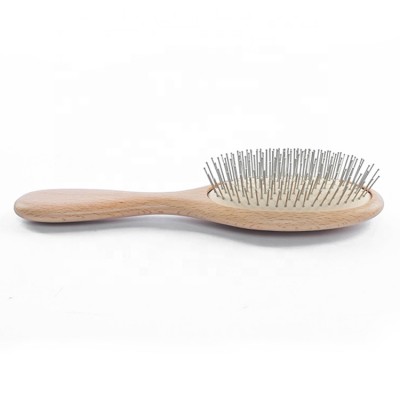 Beechwood Anti-static Steel Hair Scalp Massager Shampoo Brush Comb Detangle Brush For Hair