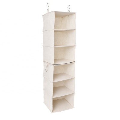 Eisho 6-shelf Polyester Ramie Space Saving Easy Use Drawers Collapsible Shelves Hanging Closet Organizer