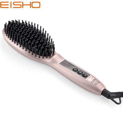 EISHO 2-in-1 Ceramic Ionic Straightening Brush, Hot Comb with Anti-Scald Feature, Auto Temperature Lock