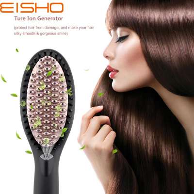 EISHO Hair Straightener Brush, Hair Straightening Comb with Anti Scald Auto Temperature Lock 3 Heat Levels